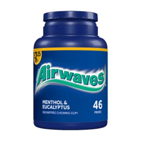 Airwaves Menthol & Eucalyptus Sugarfree Chewing Gum Bottle 46 Pieces