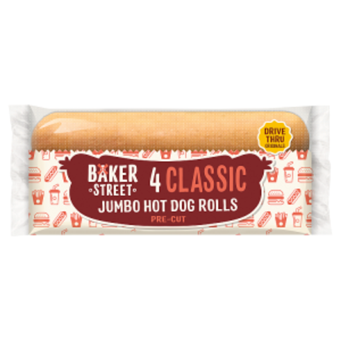 Baker Street Classic Jumbo Hot Dog Rolls 4 Pack - Premier Ravensdale