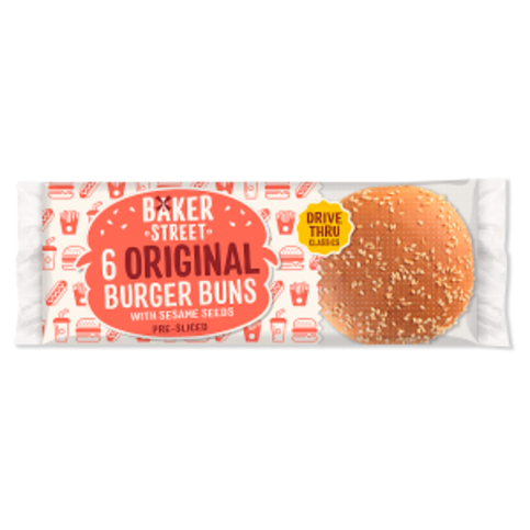 Baker Street Original Burger Buns with Sesame Seeds Pre-Sliced 6 Pack - Premier Ravensdale