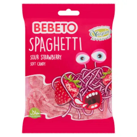 Bebeto Spaghetti Sour Strawberry Soft Candy 70g