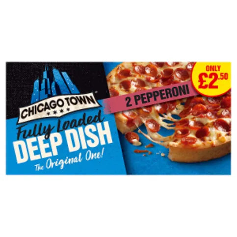 Chicago Town 2 Deep Dish Pepperoni Mini Pizzas PMP 2.50 2x155g
