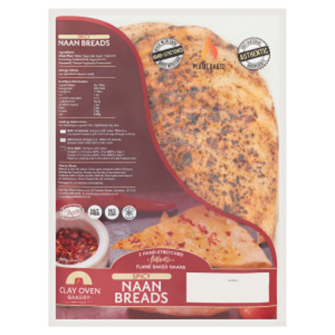 Clay Oven Bakery 2 Hands-Stretched Authentic Spicy Naan Breads - Premier Ravensdale