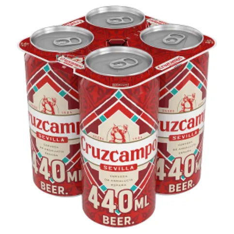 Cruzcampo Sevilla Lager Beer Can 4x440ml - Premier Ravensdale