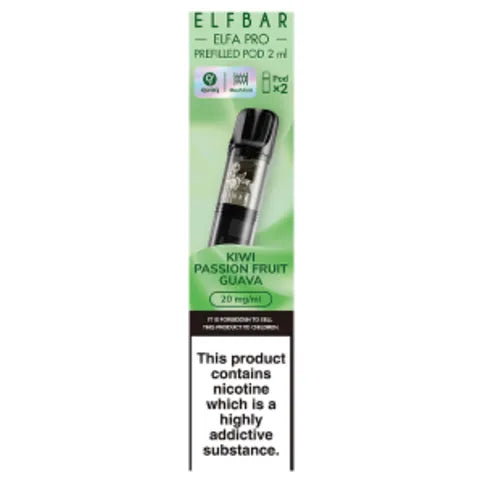 ELFBAR ELFA PRO 2ml Prefilled Pod Starter Kit 1-1 500mAh 2% Nic Kiwi Passion Fruit Guava - Premier Ravensdale