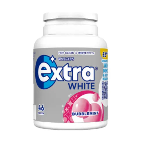 Extra White Bubblemint Sugarfree Chewing Gum Bottle 46 Pieces