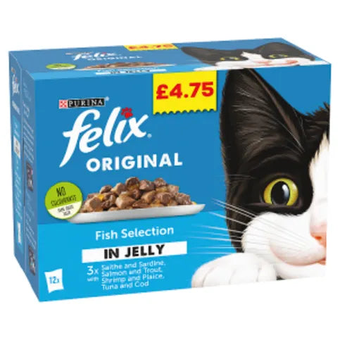 Felix Original Fish Selection in Jelly 12 x 100g - Premier Ravensdale