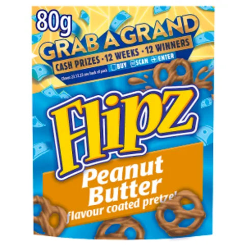 Flipz Peanut Butter Flavour Coated Pretzels 80g