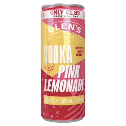 Glen's Vodka with Pink Lemonade 250ml - Premier Ravensdale