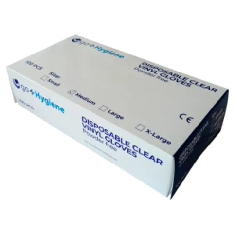 Go+Hygiene 100 Disposable Clear Vinyl Gloves Medium