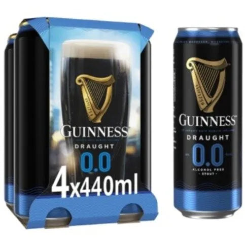 Guinness Draught Alcohol Free Stout Beer 0.0% Vol 4 x 440ml - Premier Ravensdale