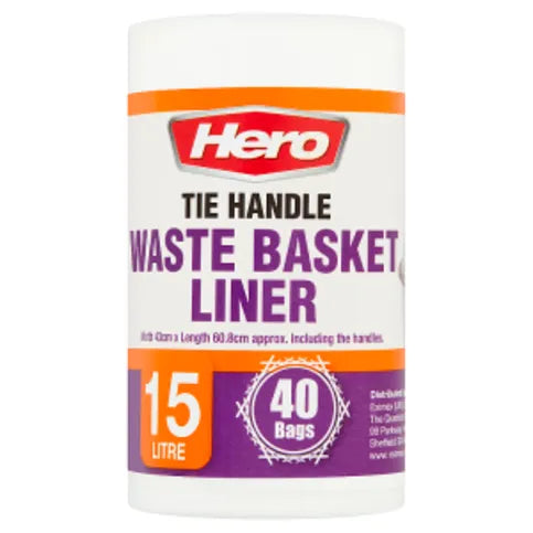 Hero 40 Tie Handle Waste Basket Liner 15 Litre