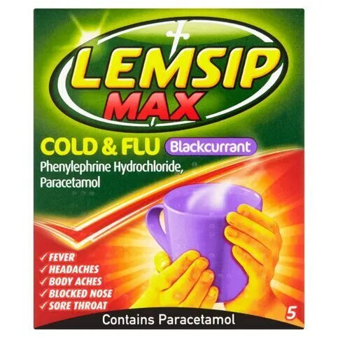 Lemsip Max Cold & Flu Sachets Blackcurrant 5 Pack