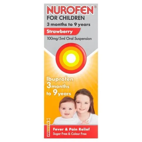 Nurofen for Children, Ibuprofen Liquid Max 9 Years Strawberry 100ml