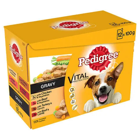 Pedigree Adult Wet Dog Food Pouches Mixed in Gravy 12 x 100g