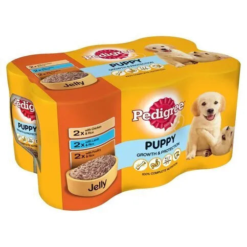 Pedigree Puppy Wet Dog Food Tins Mixed in Jelly 6 x 400g
