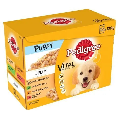 Pedigree Puppy Wet Dog Food Pouches Mixed in Jelly 12 x 100g