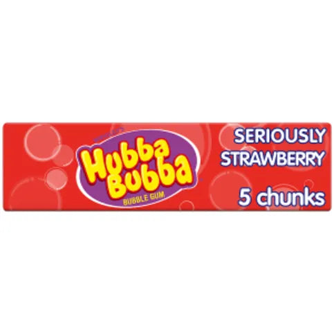 Hubba Bubba Seriously Strawberry Flavour Bubble Gum 5 Chunky Chews - Premier Ravensdale