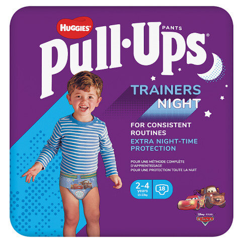 Huggies Pull-Ups Trainers Night, Boy, Size 2-4 Years, Nappy Size 5-6+, 18 Big Kid Training Pants - Premier Ravensdale