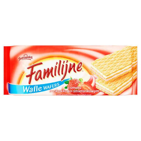 Jutrzenka Familijne Wafle Wafers with Strawberry-Cream Flavoured Cream 180g
