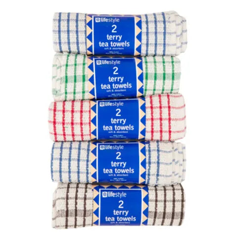 Lifestyle Terry Tea Towels Twin Pack - Premier Ravensdale
