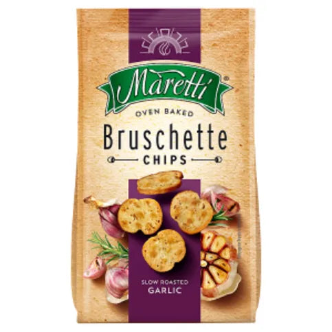 Maretti Oven Baked Bruschette Chips Slow Roasted Garlic 70g - Premier Ravensdale
