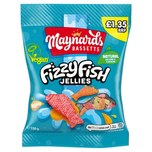 Maynards Bassetts Fizzy Fish Jellies 130g - Premier Ravensdale