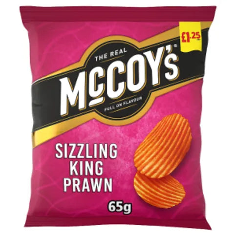 McCoy's Ridge Cut Sizzling King Prawn Flavour Potato Crisps 65g