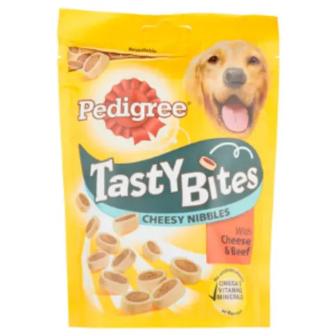 Pedigree Tasty Minis Adult Dog Treats Cheese & Beef Nibbles 140g