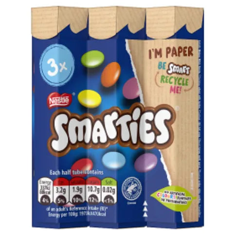 Smarties Milk Chocolate Tube Multipack 3 Pack (3 x 34g) - Premier Ravensdale