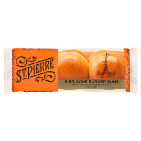 St Pierre Pre-Sliced Brioche Burger Buns 6 Pack - Premier Ravensdale