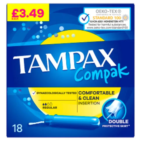 Tampax Compak Regular Tampons With Applicator x18