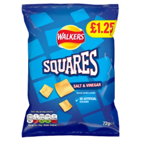 Walkers Squares Salt & Vinegar Snacks 72g