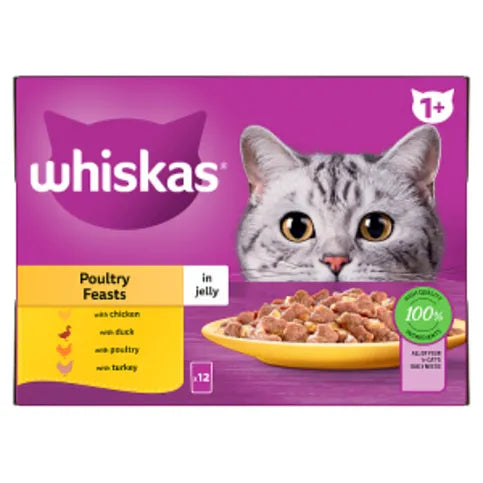 Whiskas 1+ Poultry Feasts in Jelly 12 x 85g (1.02kg) - Premier Ravensdale