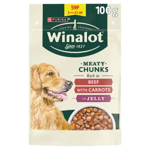 Winalot Meaty Chunks Rich in Beef with Carrots in Jelly 100g - Premier Ravensdale