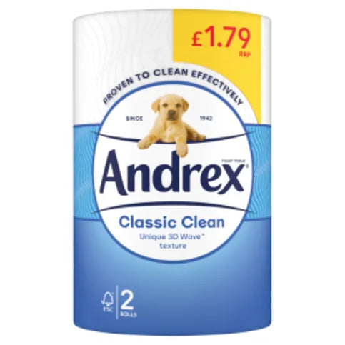 Andrex Classic Clean Toilet Tissue 2 Rolls