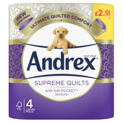 Andrex Supreme Quilts Toilet Tissue 4 Luxury Rolls