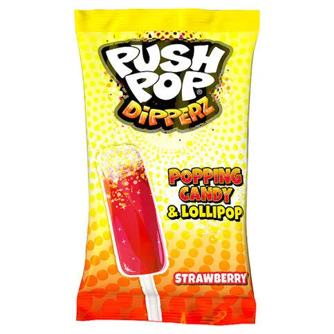 Push Pop Dipperz Strawberry Popping Candy & Lollipop 12g