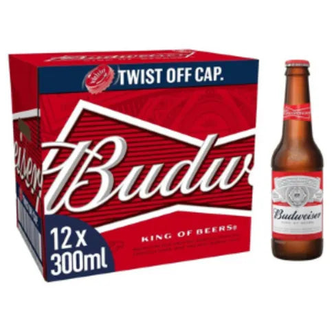 Budweiser Lager Beer Bottles 24 x 300ml