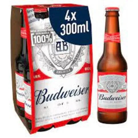Budweiser 4 x 300ml Bottles