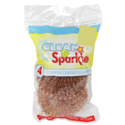 Clean & Sparkle Copper Coated Scourers 4 Pack