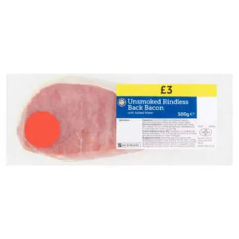 Euro Shopper Unsmoked Back Bacon 500g