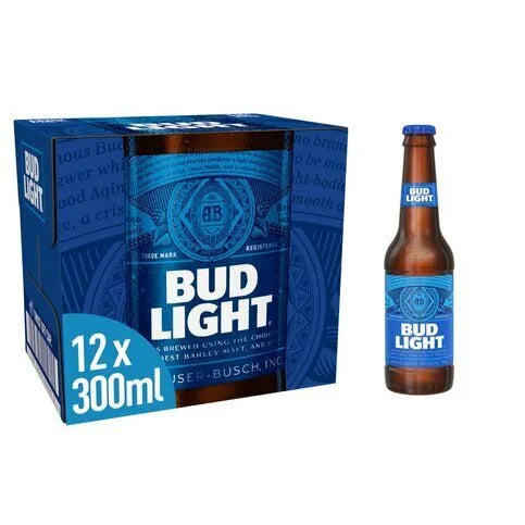 Bud Light Lager Beer Bottles 12 x 300ml