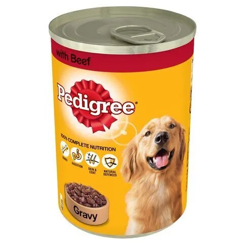Pedigree Adult Wet Dog Food Tin Beef in Gravy 400g