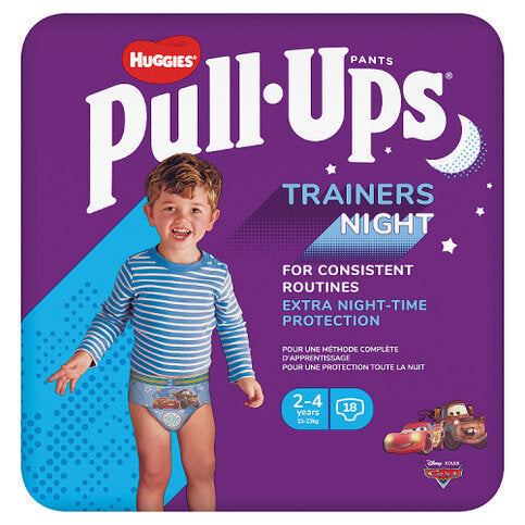 Huggies Pull-Ups Trainers Night, Boy, Size 2-4 Years, Nappy Size 5-6+, 18 Big Kid Training Pants - Premier Ravensdale