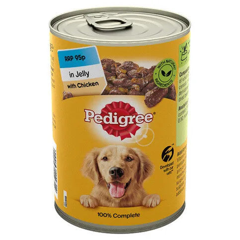 Pedigree Adult Wet Dog Food Tin with Chicken in Jelly 385g