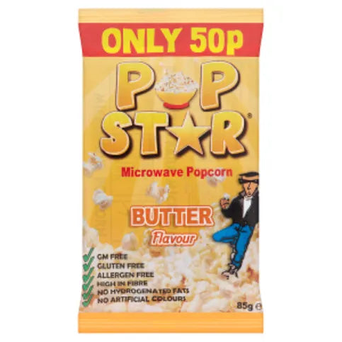 Pop Star Microwave Popcorn Butter Flavour 85g