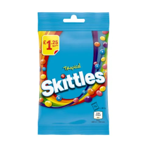 Skittles Vegan Chewy Sweets Tropical Fruit Flavoured Treat Bag 109g