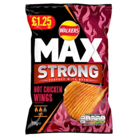 Walkers Max Strong Hot Chicken Wings Crisps 70g