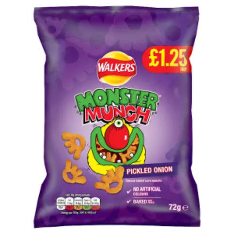 Walkers Monster Munch Pickled Onion Snacks 72g