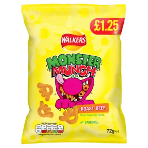 Walkers Monster Munch Roast Beef Snacks 72g